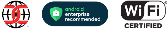 ET51 mit Scanner Android-Tablet – Kompatibilitätssymbole: Allgemeine Kriterien, Android-Enterprise-empfohlen, Wi-Fi Certified